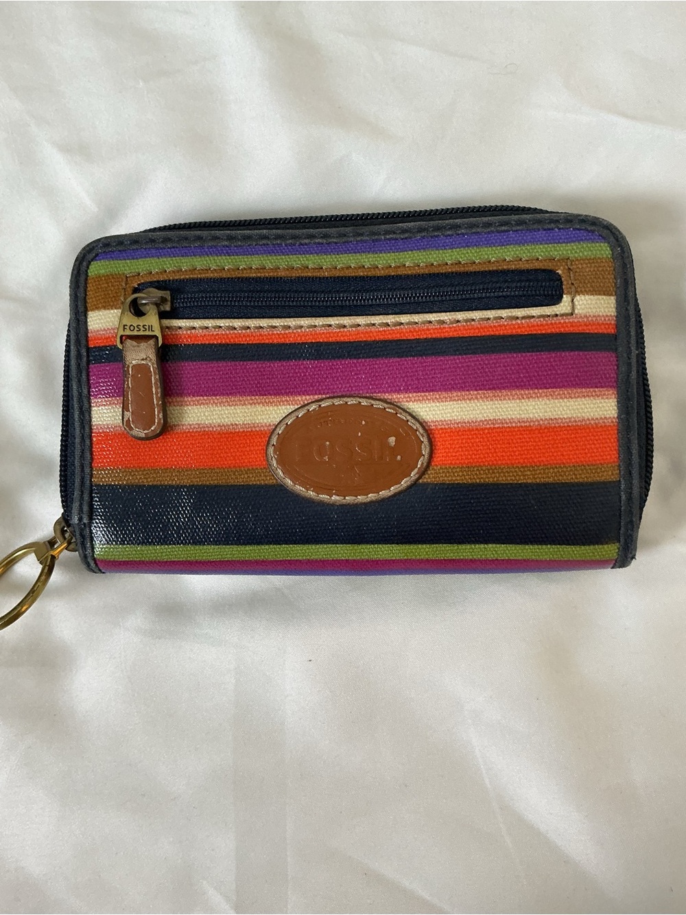 Fossil Colorful Striped Tote & Wallet Set – Canvas + Leather Boho Bundle - Picture 5 of 15